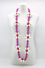 Recycled Wooden Beads Flower Necklace - Jianhui London