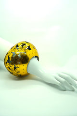 Bold Boho Globe Bangle – Handmade Upcycled Coconut Shell Statement Jewelry