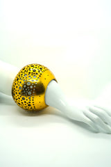 Bold Boho Globe Bangle – Handmade Upcycled Coconut Shell Statement Jewelry