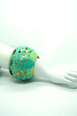 Bold Boho Globe Bangle – Handmade Upcycled Coconut Shell Statement Jewelry