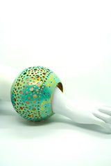 Bold Boho Globe Bangle – Handmade Upcycled Coconut Shell Statement Jewelry