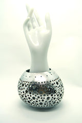 Bold Boho Globe Bangle – Handmade Upcycled Coconut Shell Statement Jewelry