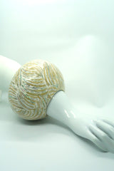 Handmade Statement Round Globe Bracelet from Upcycled Coconut Shell & Sea Shells