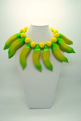 Handmade Recycled Wood Banana Necklace – Andy Warhol Inspired Boho Statement Jewelry