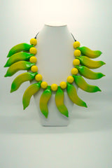 Handmade Recycled Wood Banana Necklace – Andy Warhol Inspired Boho Statement Jewelry