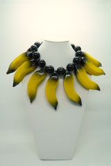 Handmade Recycled Wood Banana Necklace – Andy Warhol Inspired Boho Statement Jewelry