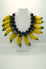 Handmade Recycled Wood Banana Necklace – Andy Warhol Inspired Boho Statement Jewelry