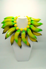 Handmade Recycled Wood Banana Necklace – Andy Warhol Inspired Boho Statement Jewelry