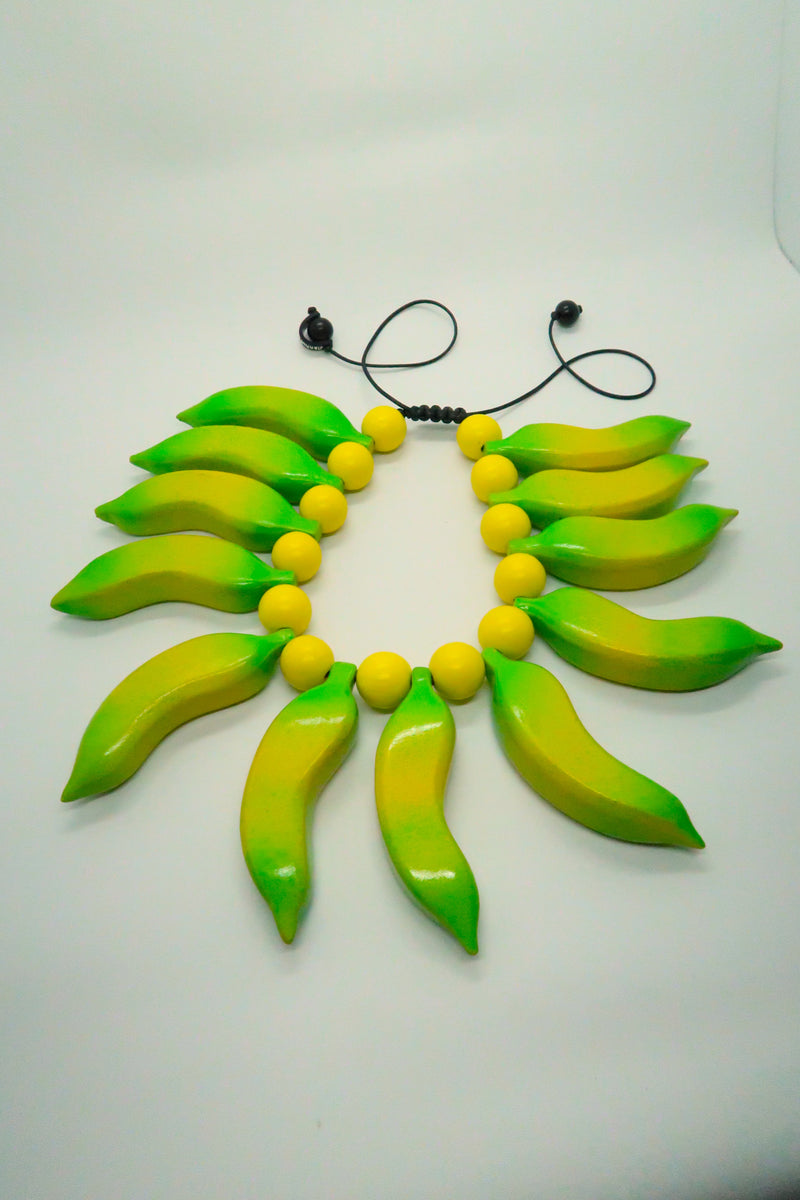 Handmade Recycled Wood Banana Necklace – Andy Warhol Inspired Boho