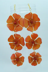 Recycled Plastic Plumeria Dangle Earrings – Handmade Lightweight Statement Jewelry