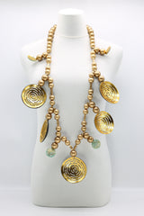 Big carved coconut shell necklace with wooden beads - Pre Order - Jianhui London