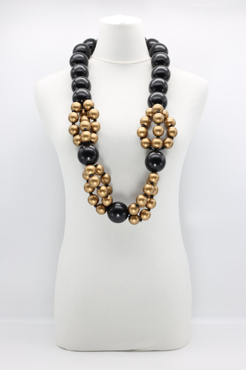 Recycled Giant Wooden Beads Mixed With 22mm Beads Necklace Jianhui London