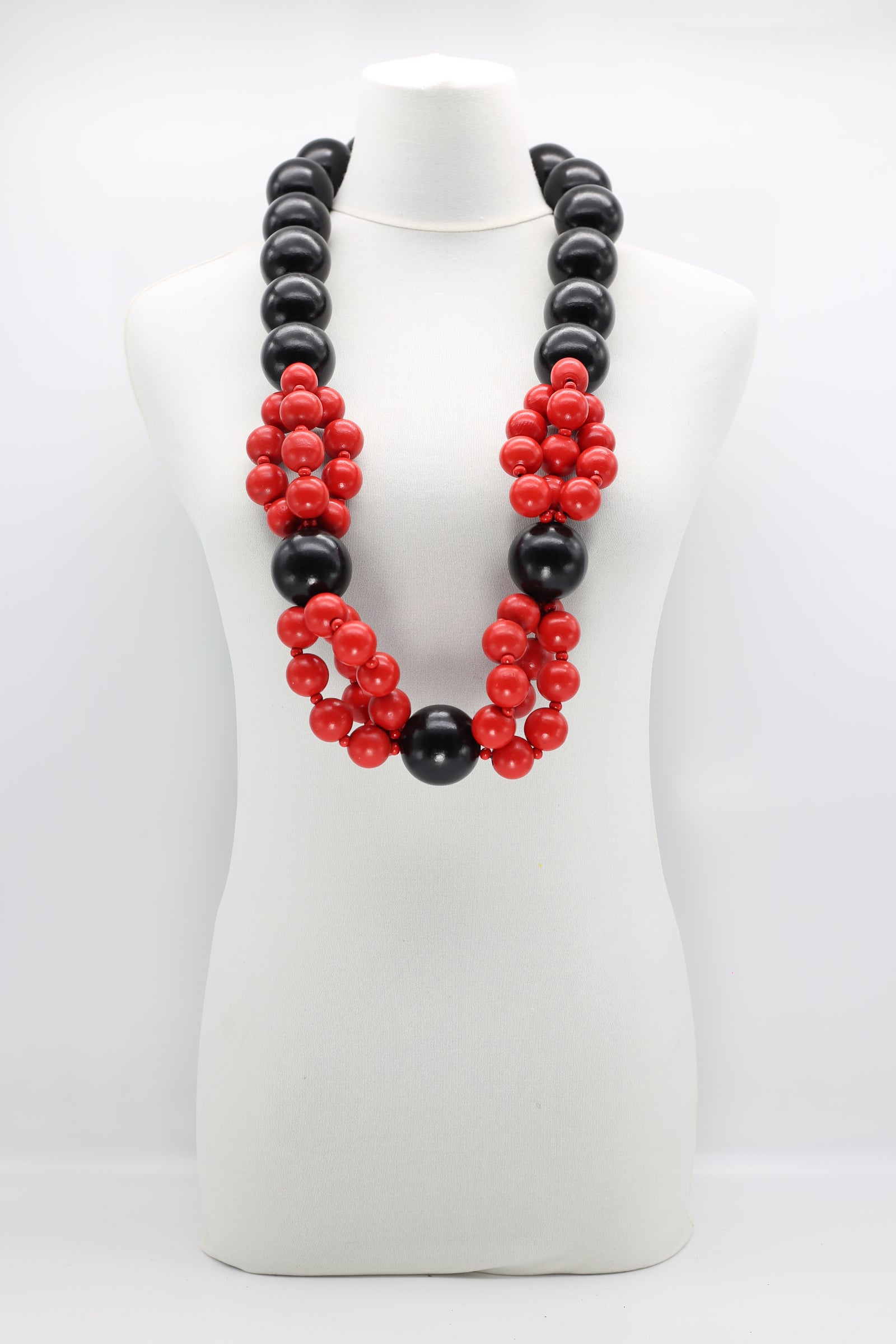 Recycled Giant Wooden Beads Mixed With 22mm Beads Necklace