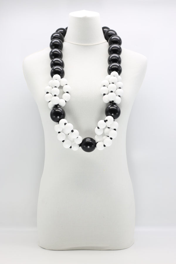 Recycled Giant Wooden Beads Mixed With 22mm Beads Necklace - Jianhui London