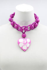 Recycled Small Wooden Beads 8 -shape Necklace With Polkadot Heart - Jianhui London