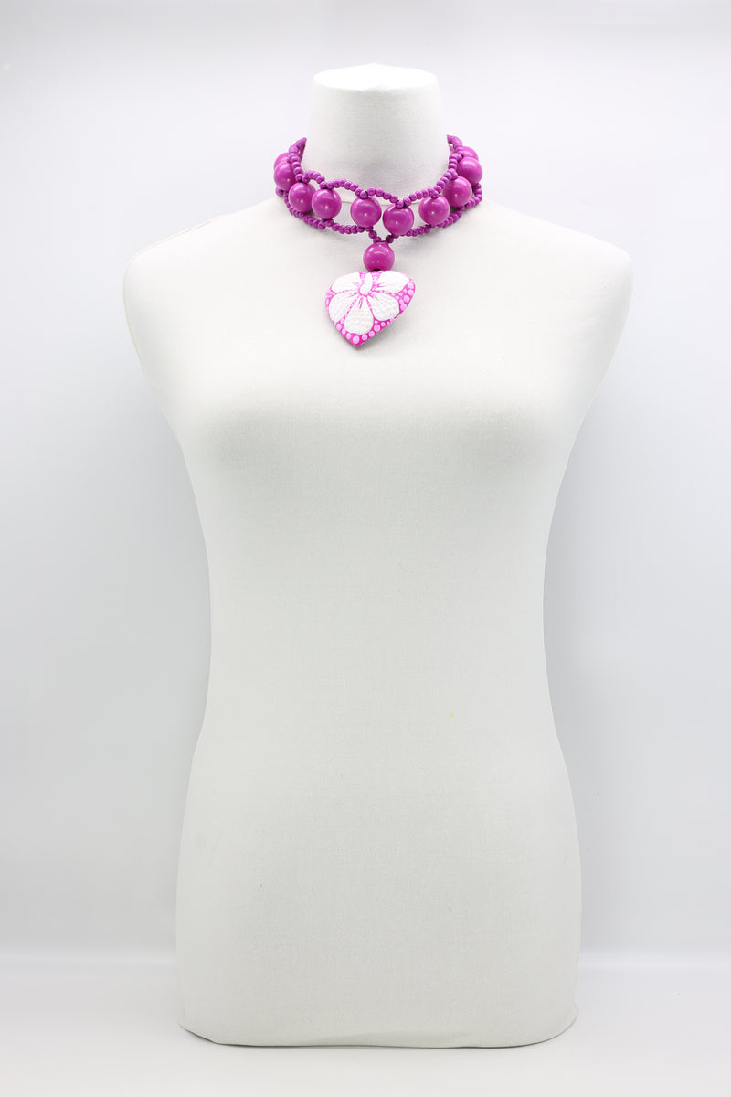 Recycled Small Wooden Beads 8 -shape Necklace With Polkadot Heart - Jianhui London