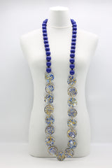 Wooden beads with Upcycled Shells Necklace - Jianhui London