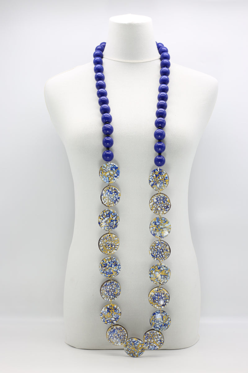 Wooden beads with Upcycled Shells Necklace - Jianhui London