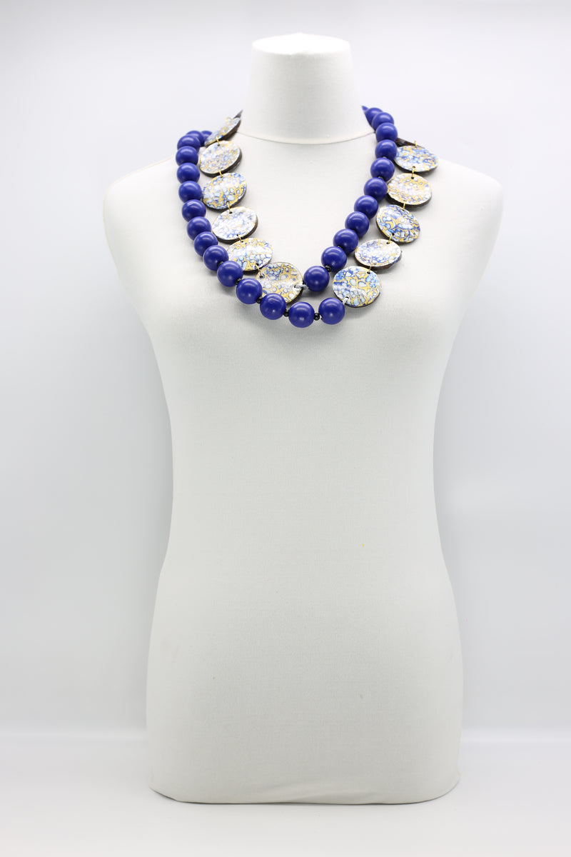 Wooden beads with Upcycled Shells Necklace - Jianhui London