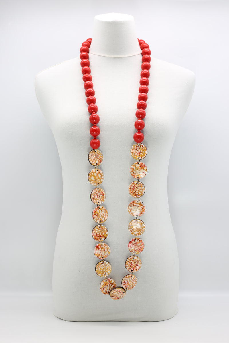 Wooden beads with Upcycled Shells Necklace - Jianhui London