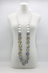Wooden beads with Upcycled Shells Necklace - Jianhui London