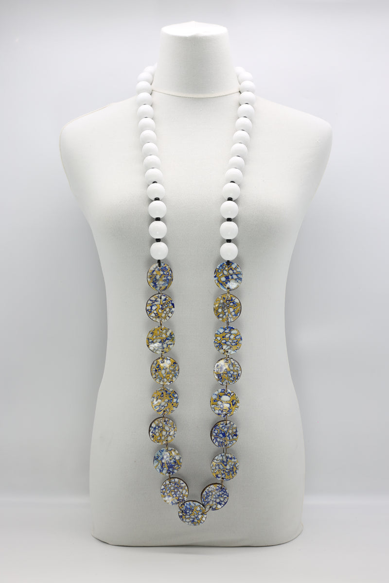 Wooden beads with Upcycled Shells Necklace - Jianhui London