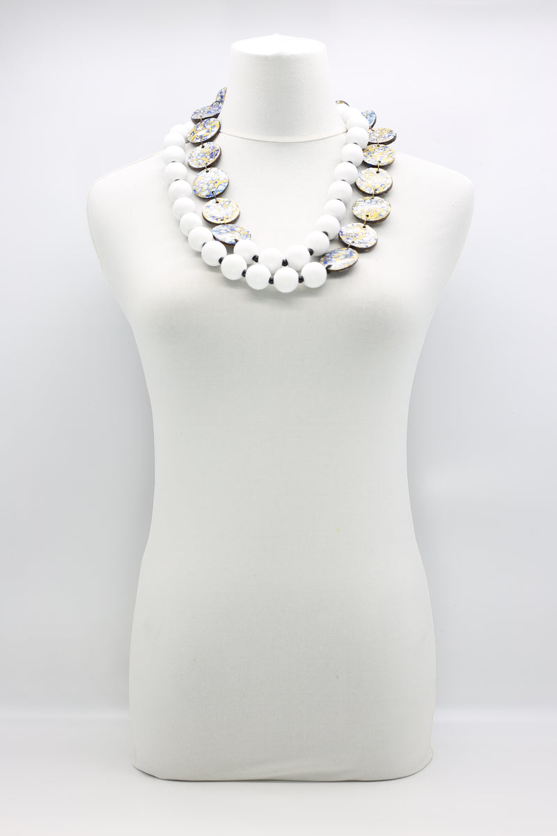 Wooden beads with Upcycled Shells Necklace - Jianhui London