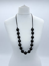 Classic Round Bead Short Necklace – Recycled Wood Elegance