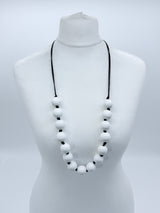 Classic Round Bead Short Necklace – Recycled Wood Elegance
