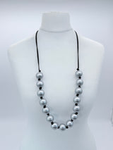 Classic Round Bead Short Necklace – Recycled Wood Elegance