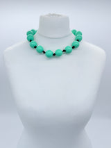 Classic Round Bead Short Necklace – Recycled Wood Elegance