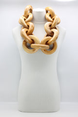 Hand painted gold recycled wooden ring chain necklace - Jianhui London