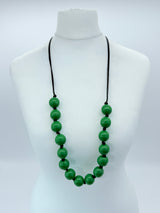 Classic Round Bead Short Necklace – Recycled Wood Elegance