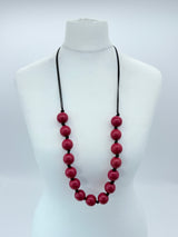 Classic Round Bead Short Necklace – Recycled Wood Elegance