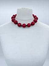 Classic Round Bead Short Necklace – Recycled Wood Elegance