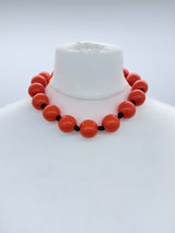 Classic Round Bead Short Necklace – Recycled Wood Elegance