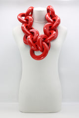 Hand painted gold recycled wooden ring chain necklace - Jianhui London