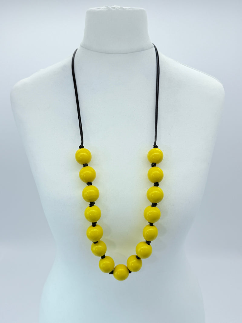 Classic Round Bead Short Necklace – Recycled Wood Elegance