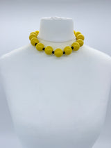 Classic Round Bead Short Necklace – Recycled Wood Elegance