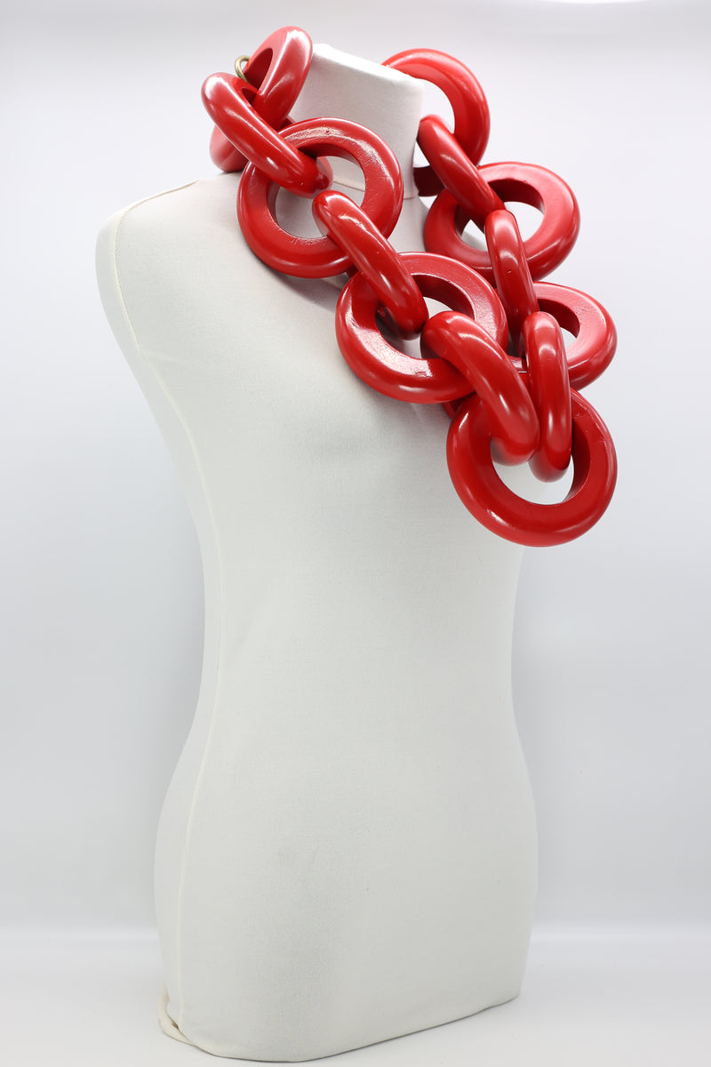 Hand painted gold recycled wooden ring chain necklace - Jianhui London