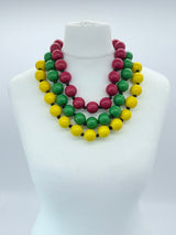 Classic Round Bead Short Necklace – Recycled Wood Elegance