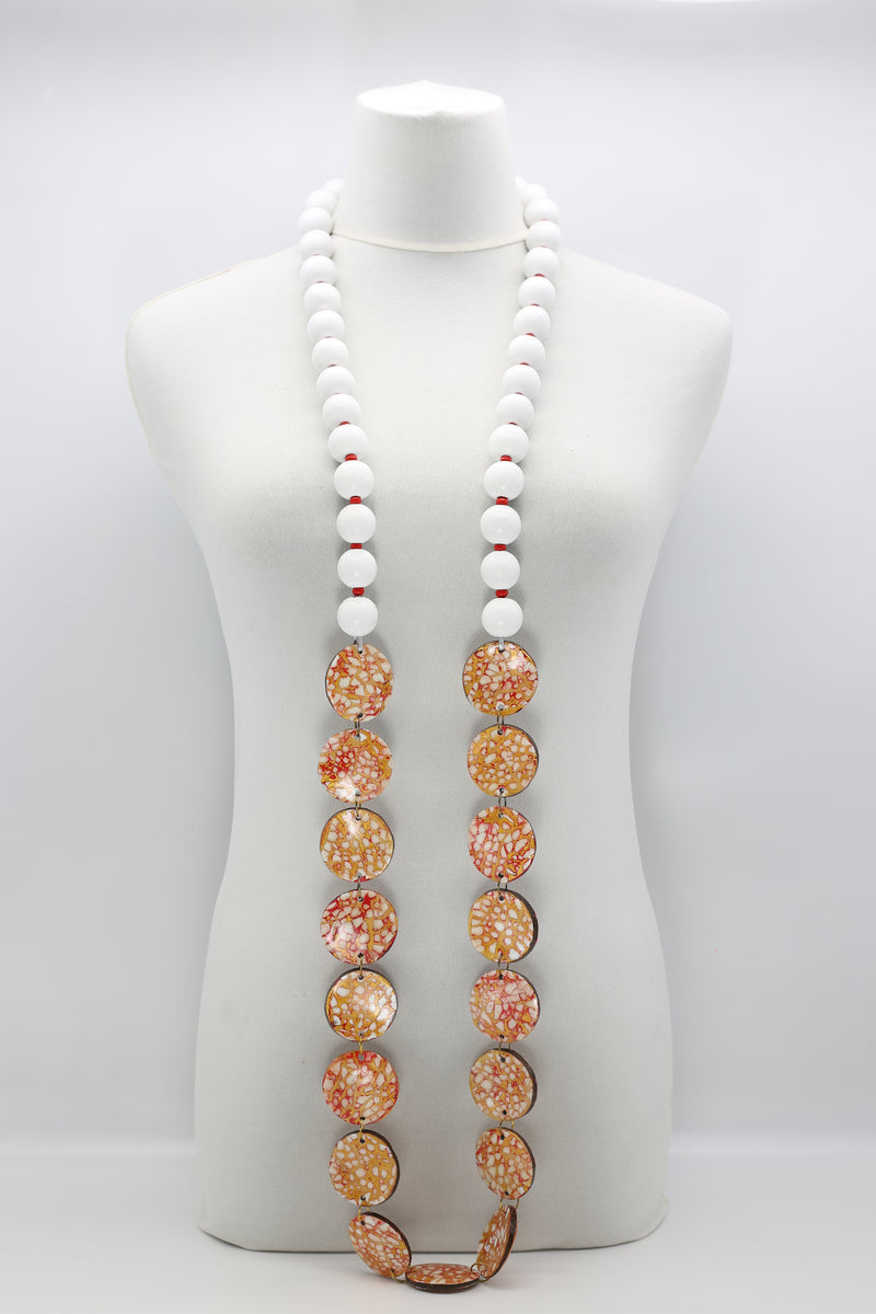 Wooden beads with Upcycled Shells Necklace - Jianhui London