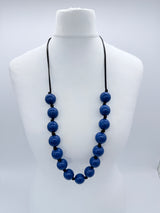 Classic Round Bead Short Necklace – Recycled Wood Elegance