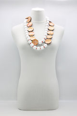 Wooden beads with Upcycled Shells Necklace - Jianhui London