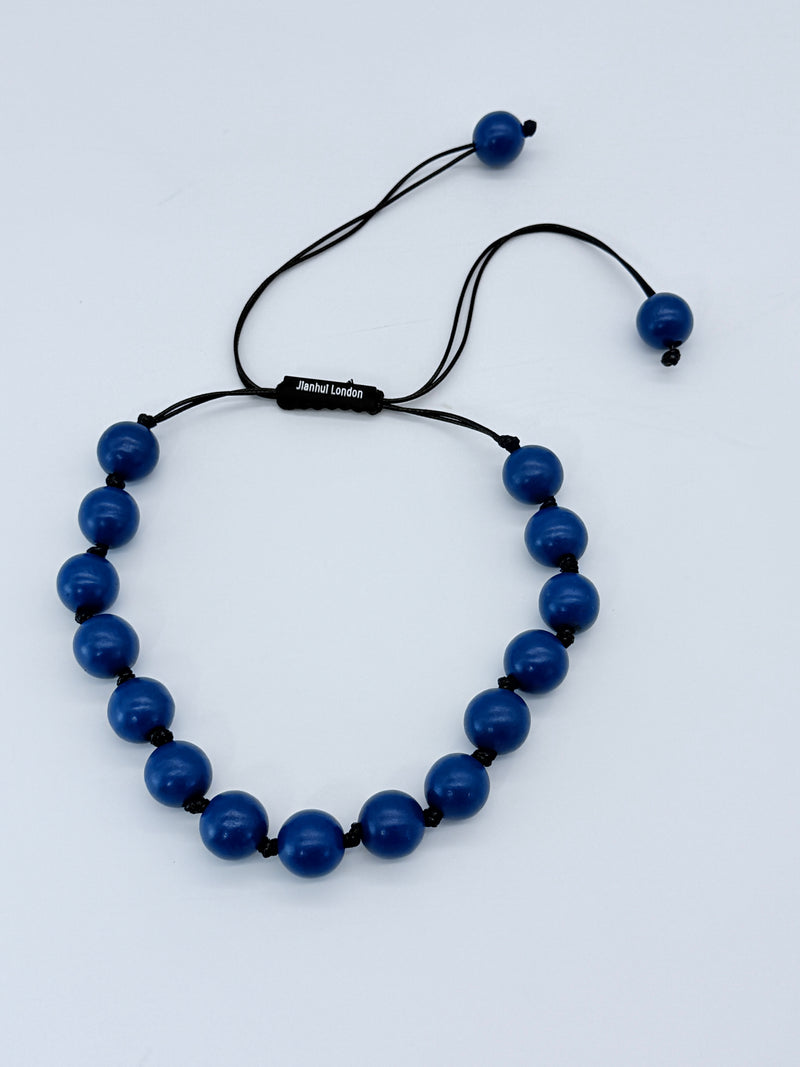 Classic Round Bead Short Necklace – Recycled Wood Elegance