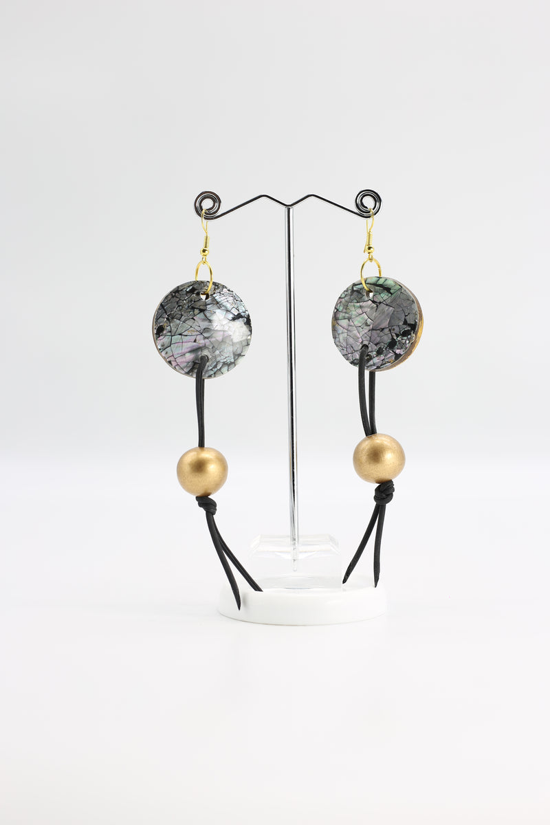 Wooden Beads and Upcycled Shells Earrings - Jianhui London