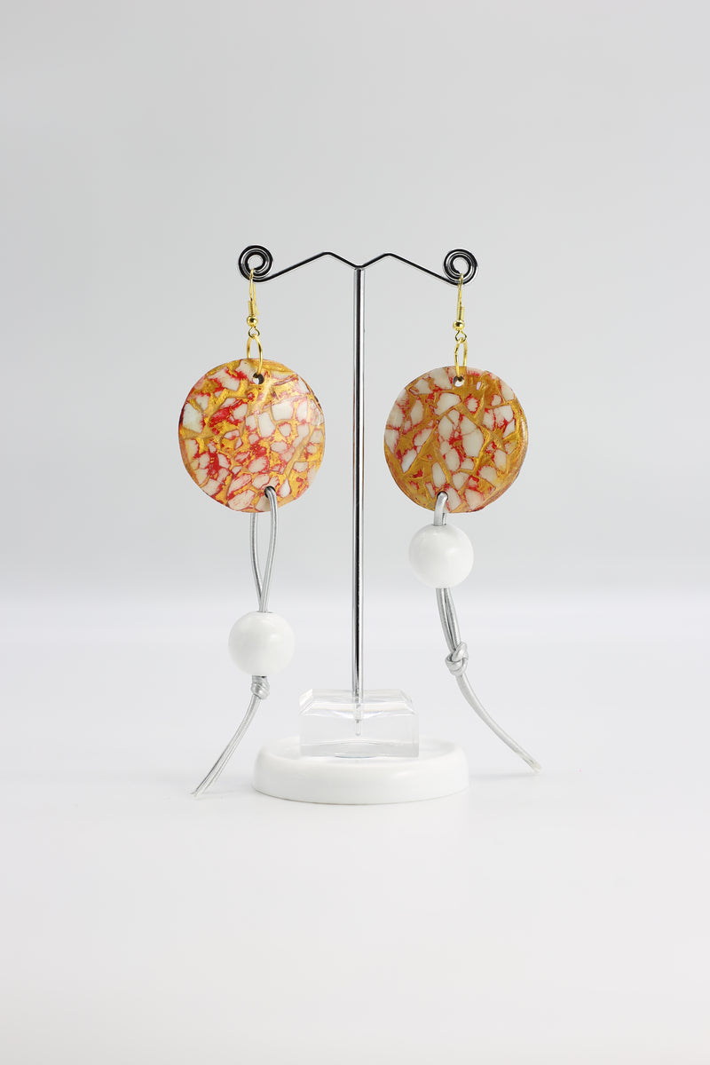 Wooden Beads and Upcycled Shells Earrings - Jianhui London