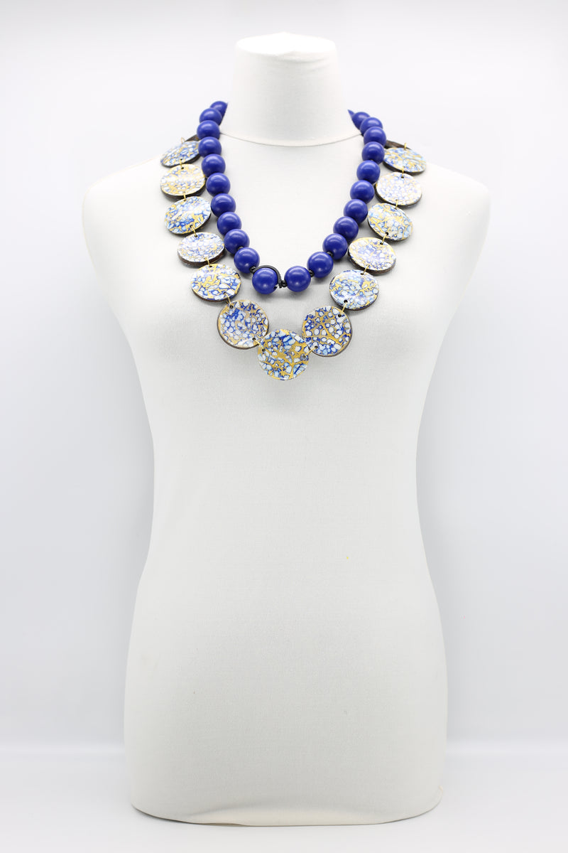 Wooden beads with Upcycled Shells Necklace - Jianhui London