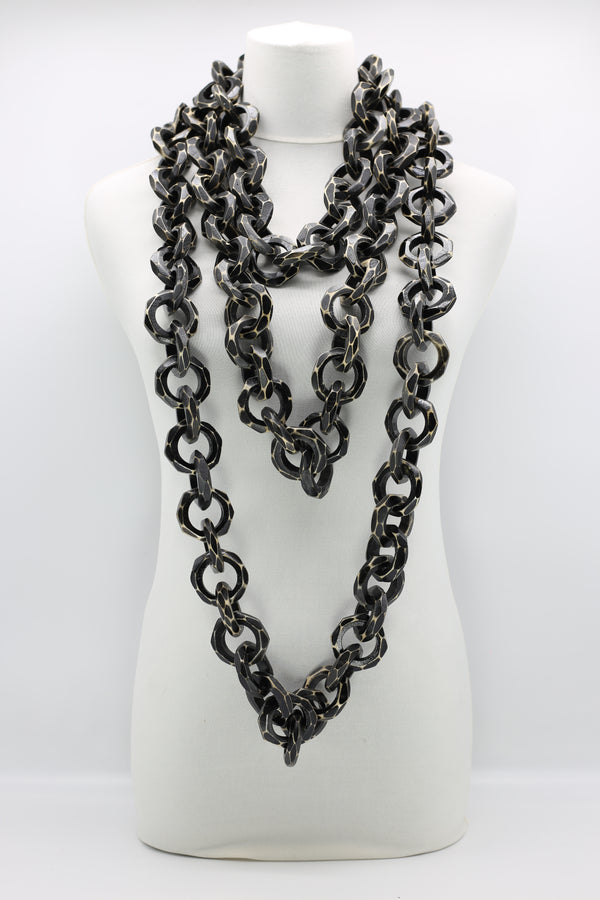Faceted Recycled Wooden Loop Chain -Set - Jianhui London
