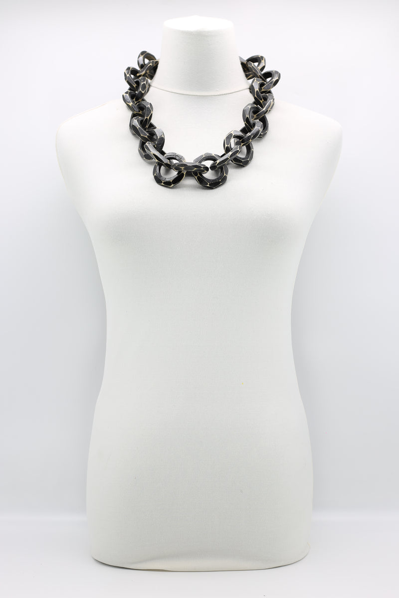 50cm Long Faceted Recycled Wooden Loop Chain - Jianhui London